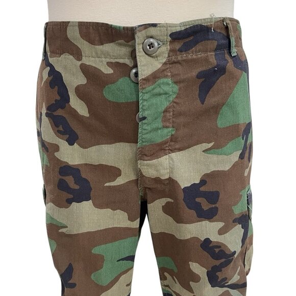 Vintage Military Woodland Camo Cargo Pants Army Combat Y2K Tactical Grunge - Picture 4 of 13